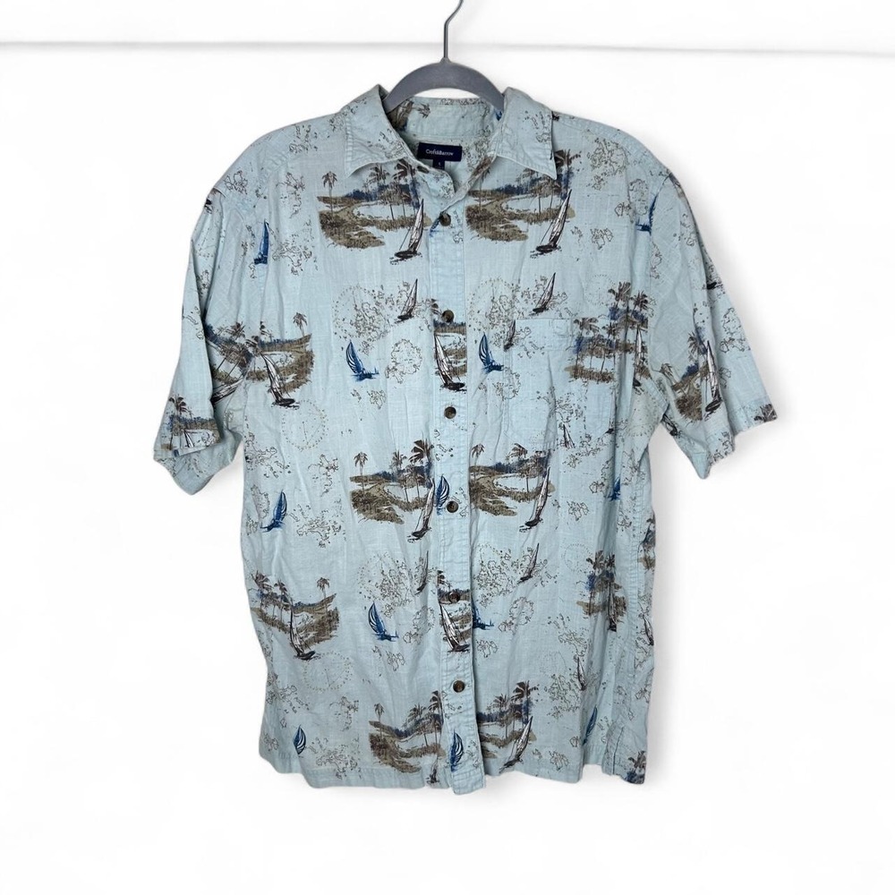 Croft & Barrow Light Blue Sailboat Patterned Button Down Shirt L - Picture 1 of 5